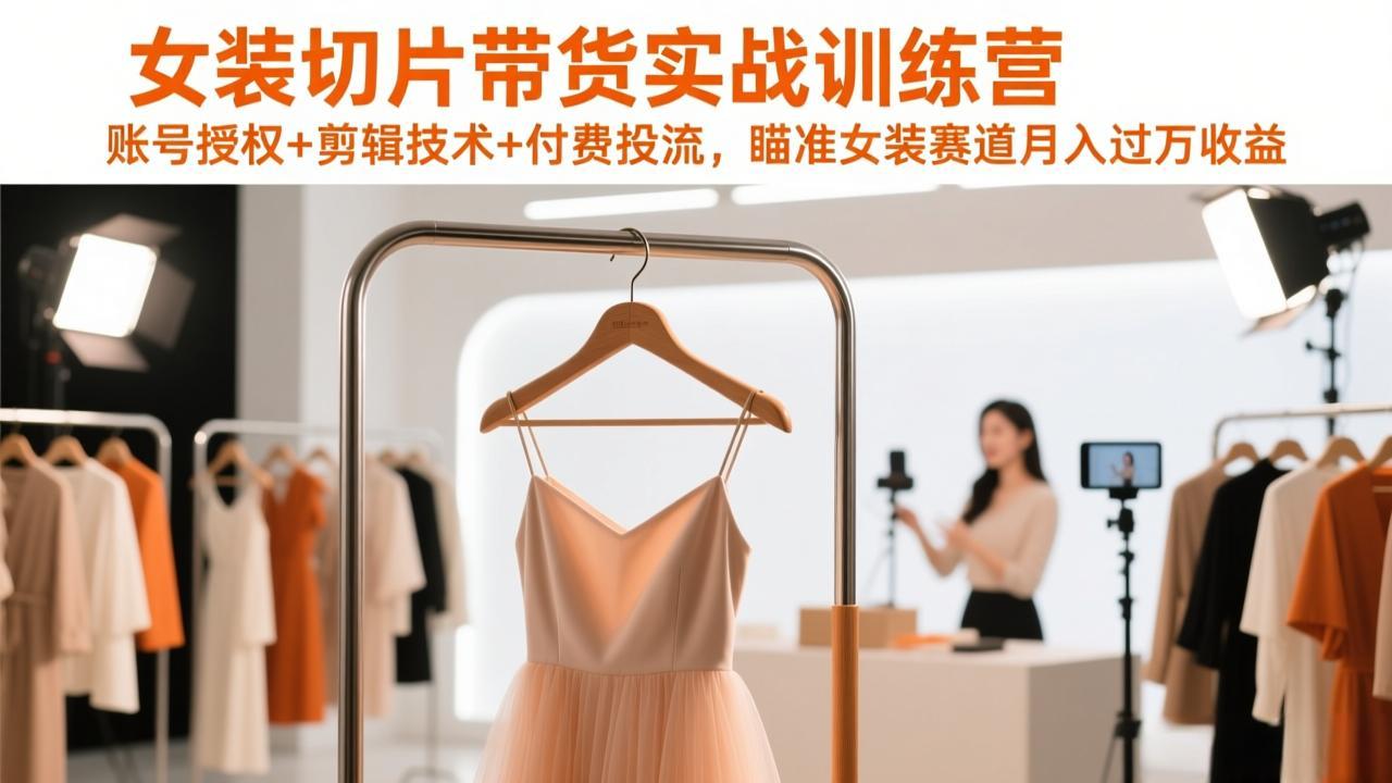 （17357期）女装切片带货实战训练营，账号授权+剪辑技术+付费投流，瞄准女装赛道月入过万收益汇创网-网创项目_汇创网_中创网_福缘网_冒泡网_网创项目平台汇创网