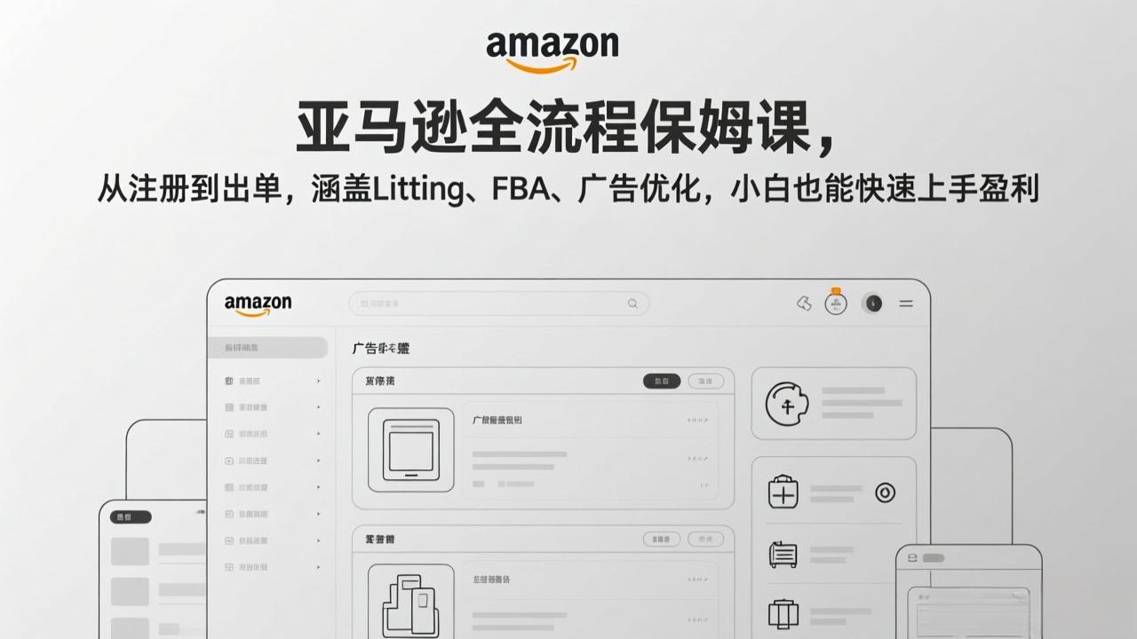 (17293期)亚马逊全流程保姆课,从注册到出单,涵盖Listing、FBA、广告优化,小白也能快速上手盈利汇创网-网创项目_汇创网_中创网_福缘网_冒泡网_网创项目平台汇创网