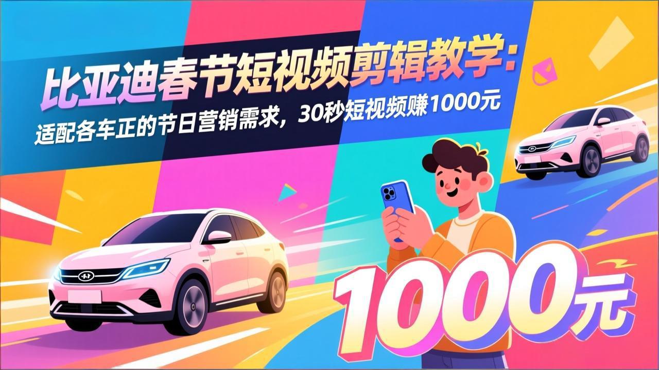 (17320期)比亚迪春节短视频剪辑教学:适配各车企的节日营销需求,30秒短视频赚1000元汇创网-网创项目_汇创网_中创网_福缘网_冒泡网_网创项目平台汇创网