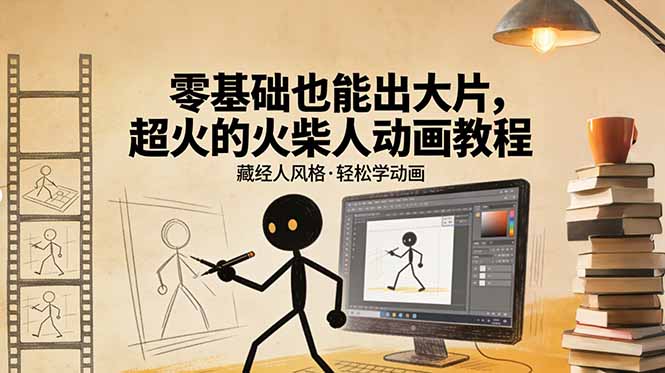 （17464期）零基础也能出大片，超火的火柴人动画教程（藏经人风格）汇创网-网创项目_汇创网_中创网_福缘网_冒泡网_网创项目平台汇创网