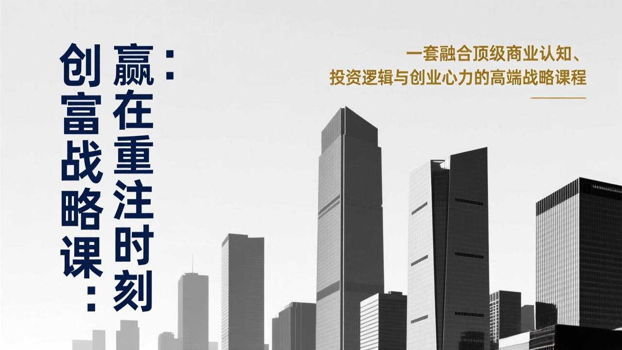 （17337期）《创富战略课：赢在重注时刻》一套融合顶级商业认知、投资逻辑与创业心力的高端战略课程汇创网-网创项目_汇创网_中创网_福缘网_冒泡网_网创项目平台汇创网