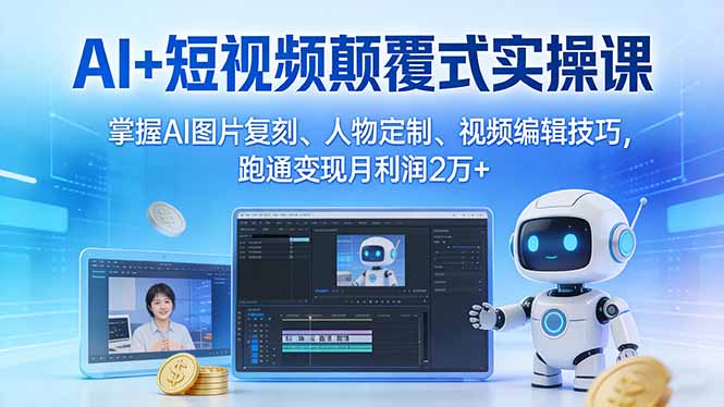（17454期）AI+短视频颠覆式实操课：掌握AI图片复刻、人物定制、视频编辑技巧，跑通变现月利润2万+汇创网-网创项目_汇创网_中创网_福缘网_冒泡网_网创项目平台汇创网