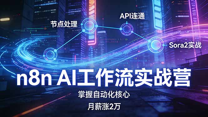（17458期）n8n AI工作流实战营，节点处理+API连通+Sora2实战，掌握自动化核心月薪涨2万汇创网-网创项目_汇创网_中创网_福缘网_冒泡网_网创项目平台汇创网