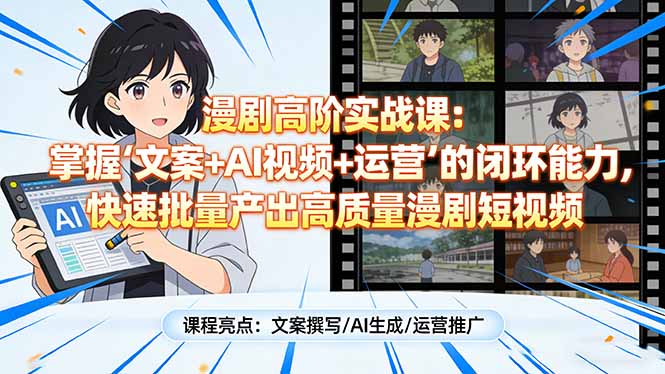 （17461期）漫剧高阶实战课：掌握“文案+AI视频+运营”的闭环能力，快速批量产出高质量漫剧短视频汇创网-网创项目_汇创网_中创网_福缘网_冒泡网_网创项目平台汇创网