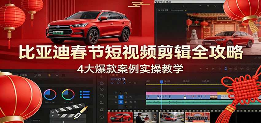 比亚迪春节短视频剪辑全攻略，4大爆款案例实操教学汇创网-网创项目_汇创网_中创网_福缘网_冒泡网_网创项目平台汇创网