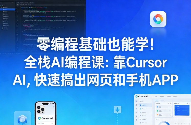 零编程基础也能学！全栈AI编程课：靠Cursor AI，快速搞出网页和手机APP汇创网-网创项目_汇创网_中创网_福缘网_冒泡网_网创项目平台汇创网