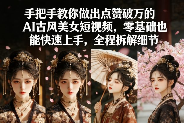 手把手教你做出点赞破万的AI古风美女短视频，零基础也能快速上手，全程拆解细节汇创网-网创项目_汇创网_中创网_福缘网_冒泡网_网创项目平台汇创网