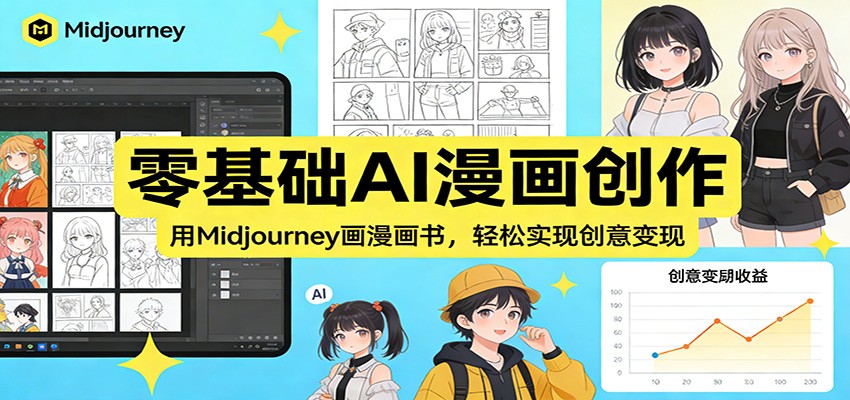 零基础AI漫画创作：用Midjourney画漫画书，轻松实现创意变现汇创网-网创项目_汇创网_中创网_福缘网_冒泡网_网创项目平台汇创网