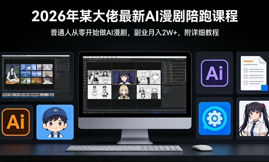 26年某大佬最新Ai漫剧陪跑课程，普通人从零开始做AI漫剧，副业月入2W+汇创网-网创项目_汇创网_中创网_福缘网_冒泡网_网创项目平台汇创网