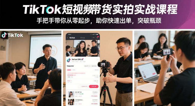 TikTok短视频带货实拍实战课程，手把手带你从零起步，助你快速出单，突破瓶颈汇创网-网创项目_汇创网_中创网_福缘网_冒泡网_网创项目平台汇创网