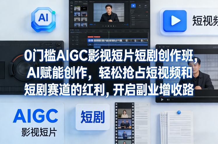 0门槛AIGC影视短片短剧创作班，AI赋能创作，轻松抢占短视频和短剧赛道的红利，开启副业增收路汇创网-网创项目_汇创网_中创网_福缘网_冒泡网_网创项目平台汇创网