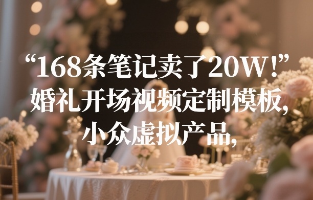 168条笔记卖了20W！婚礼开场视频定制模板，小众虚拟产品汇创网-网创项目_汇创网_中创网_福缘网_冒泡网_网创项目平台汇创网