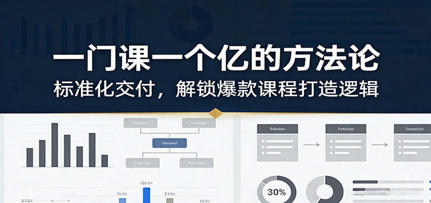 一门课一个亿的方法论：标准化交付，解锁爆款课程打造逻辑汇创网-网创项目_汇创网_中创网_福缘网_冒泡网_网创项目平台汇创网