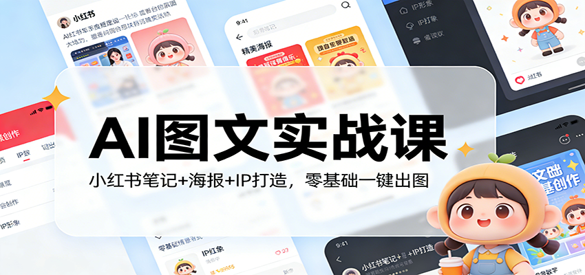 AI图文实战课：小红书笔记+海报+IP打造，零基础一键出图汇创网-网创项目_汇创网_中创网_福缘网_冒泡网_网创项目平台汇创网