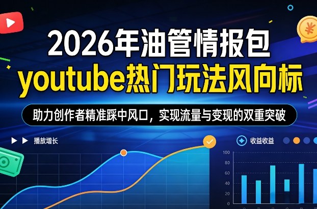 2026年油管情报包，youtube热门玩法风向标，助力创作者精准踩中风口，实现流量与变现的双重突破汇创网-网创项目_汇创网_中创网_福缘网_冒泡网_网创项目平台汇创网