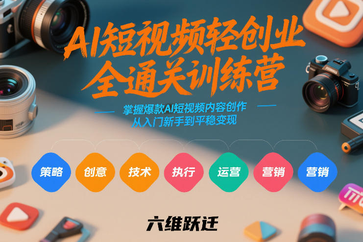 AI短视频轻创业全通关训练营，掌握爆款AI短视频内容创作，从入门新手到平稳变现的六维跃迁汇创网-网创项目_汇创网_中创网_福缘网_冒泡网_网创项目平台汇创网