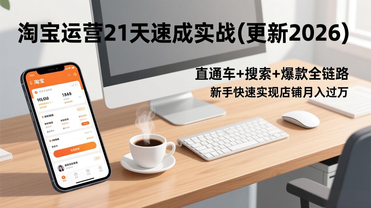 (17806期)淘宝运营21天速成实战(更新3月),直通车+搜索+爆款全链路,新手快速实现店铺月入过万汇创网-网创项目_汇创网_中创网_福缘网_冒泡网_网创项目平台汇创网