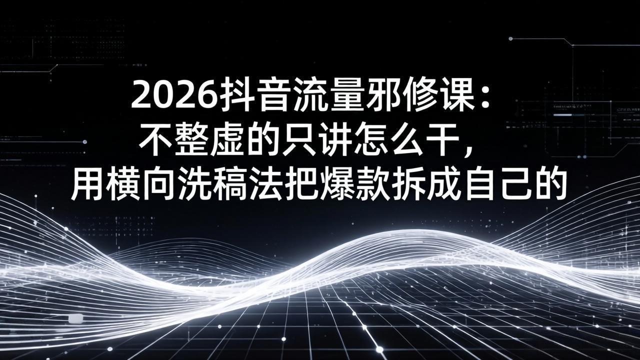 （17725期）2026抖音流量邪修课：不整虚的只讲怎么干，用横向洗稿法把爆款拆成自己的汇创网-网创项目_汇创网_中创网_福缘网_冒泡网_网创项目平台汇创网