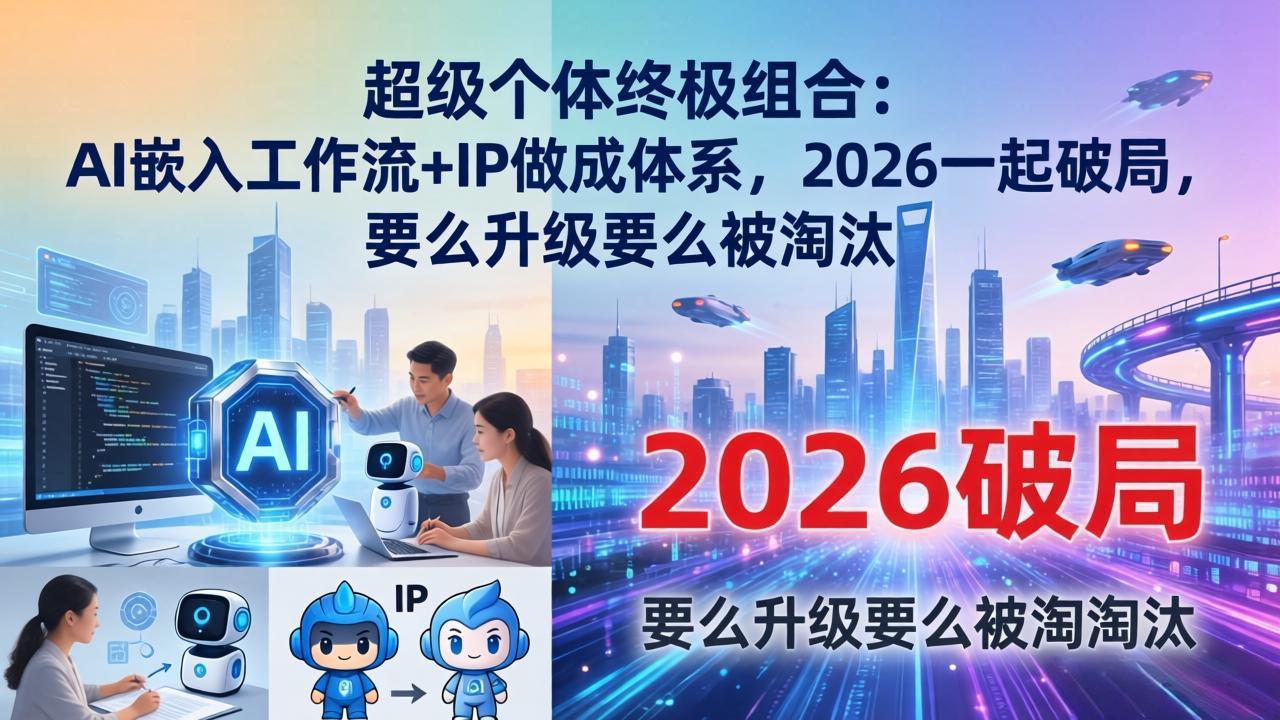 (17789期)超级个体终极组合:AI嵌入工作流+IP做成体系,2026一起破局,要么升级要么被淘汰汇创网-网创项目_汇创网_中创网_福缘网_冒泡网_网创项目平台汇创网