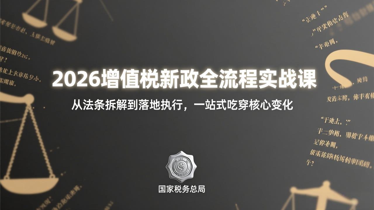 （17529期）2026增值税新政全流程实战课：从法条拆解到落地执行，一站式吃透核心变化汇创网-网创项目_汇创网_中创网_福缘网_冒泡网_网创项目平台汇创网
