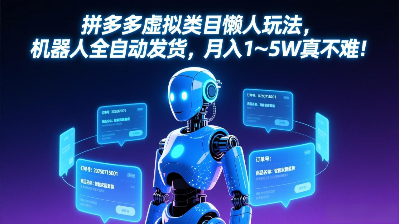 （17547期）拼多多虚拟类目懒人玩法，机器人全自动发货，月入 1-5W 真不难！汇创网-网创项目_汇创网_中创网_福缘网_冒泡网_网创项目平台汇创网