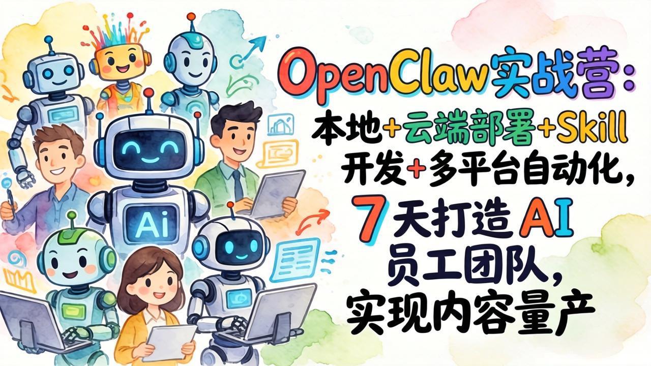 （17673期）OpenClaw实战营-更新：本地+云端部署+Skill开发+多平台自动化，7天打造AI员工团队+实现内容量产汇创网-网创项目_汇创网_中创网_福缘网_冒泡网_网创项目平台汇创网