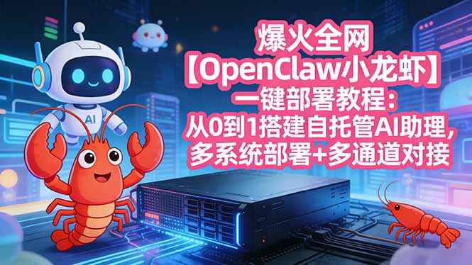 （17612期）爆火全网【OpenClaw 小龙虾】一键部署教程：从0到1搭建自托管AI助理，多系统部署+多通道对接汇创网-网创项目_汇创网_中创网_福缘网_冒泡网_网创项目平台汇创网