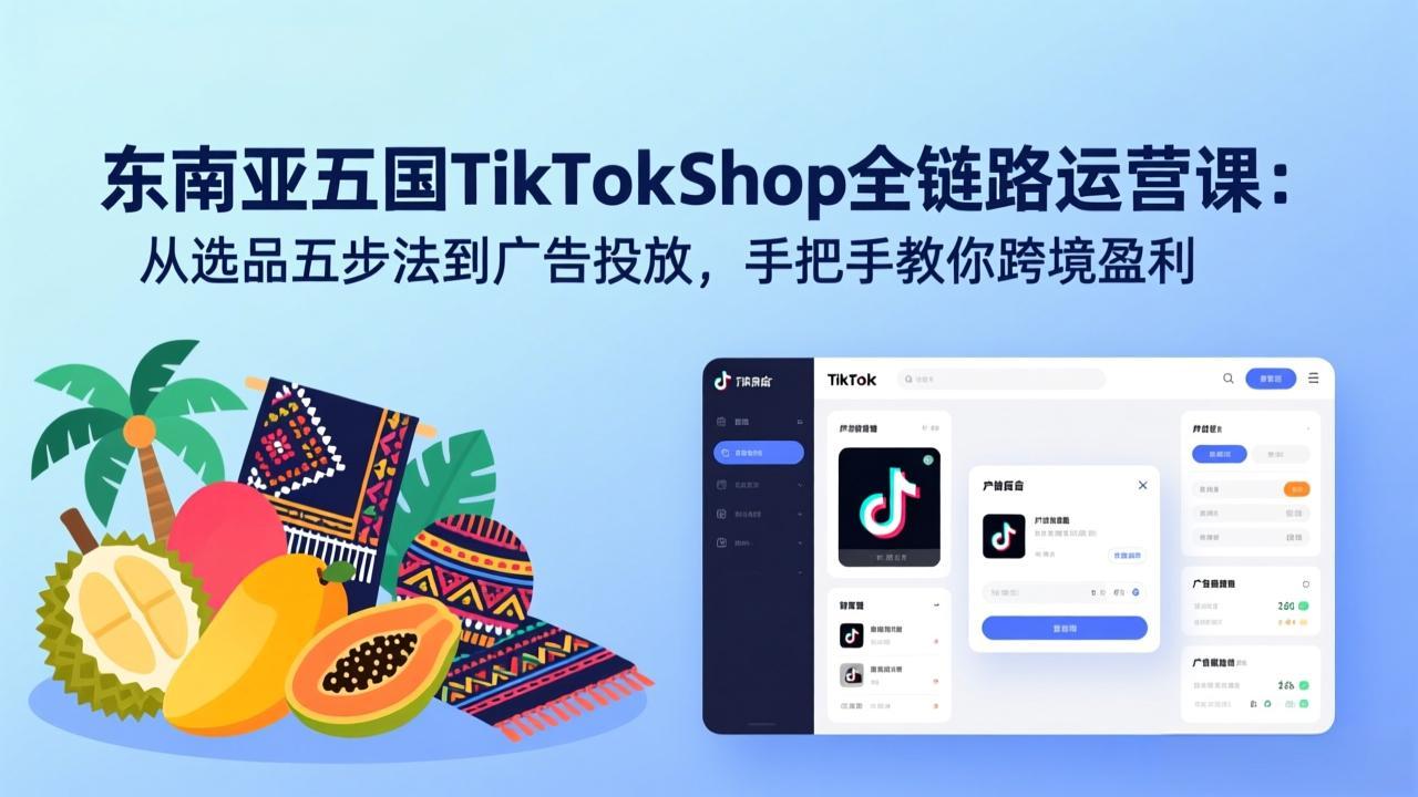 （17511期）东南亚五国TikTok Shop全链路运营课：从选品五步法到广告投放，手把手教你跨境盈利汇创网-网创项目_汇创网_中创网_福缘网_冒泡网_网创项目平台汇创网