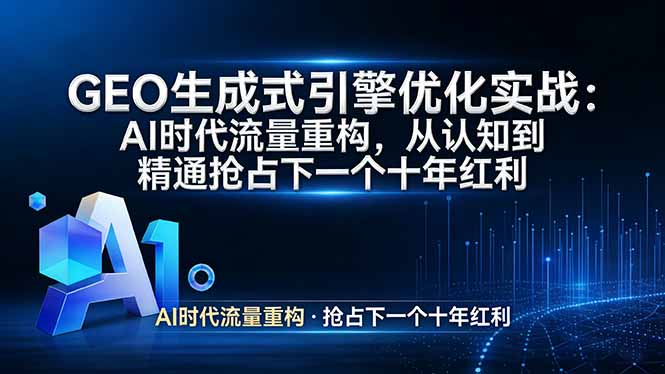 （17708期）GEO 生成式引擎优化实战：AI时代流量重构，从认知到精通抢占下一个十年红利汇创网-网创项目_汇创网_中创网_福缘网_冒泡网_网创项目平台汇创网