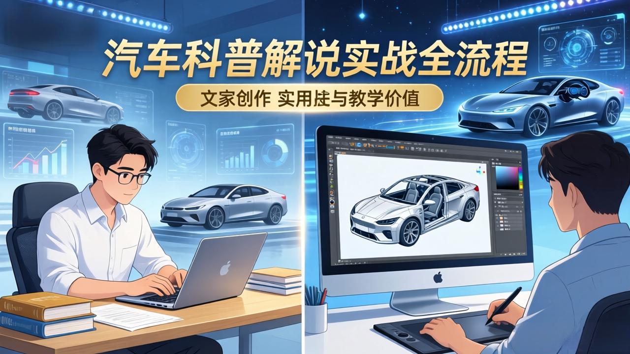 (17665期)抖音汽车科普解说实战:文案+动画+画面处理+去水印全流程,打造专业汽车科普视频汇创网-网创项目_汇创网_中创网_福缘网_冒泡网_网创项目平台汇创网