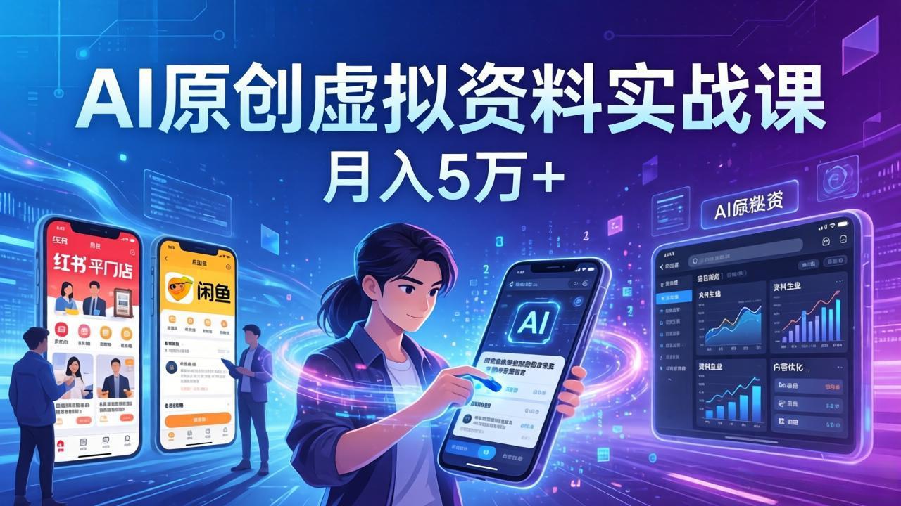 （17657期）AI原创虚拟资料实战课：2026新机会，小红书闲鱼开店，普通人用AI轻松变现，月入5万+汇创网-网创项目_汇创网_中创网_福缘网_冒泡网_网创项目平台汇创网