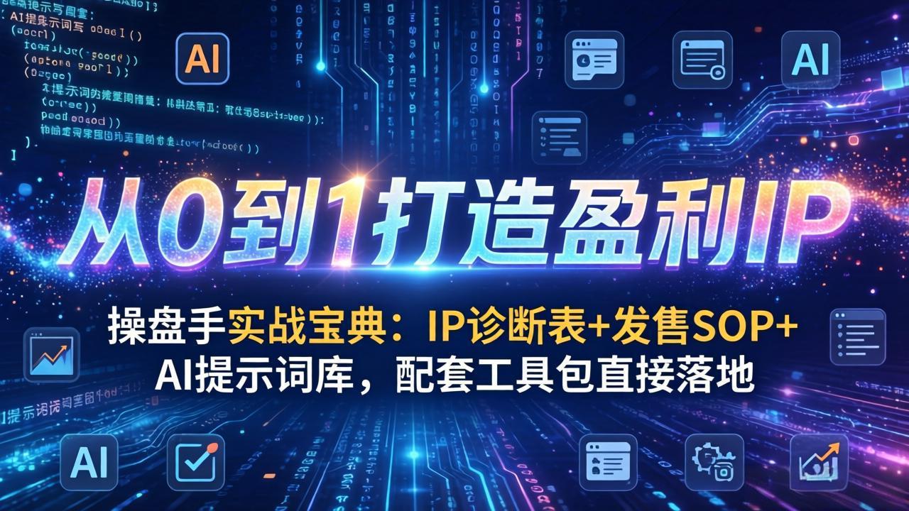 （17593期）操盘手实战宝典：IP诊断表+发售SOP+AI提示词库，配套工具包直接落地，从0到1打造盈利IP汇创网-网创项目_汇创网_中创网_福缘网_冒泡网_网创项目平台汇创网