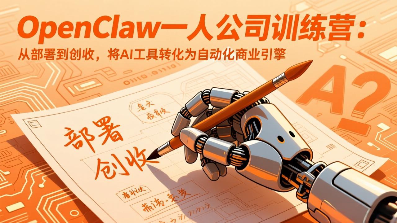 （17540期）OpenClaw一人公司训练营：从部署到创收，将AI工具转化为自动化商业引擎汇创网-网创项目_汇创网_中创网_福缘网_冒泡网_网创项目平台汇创网