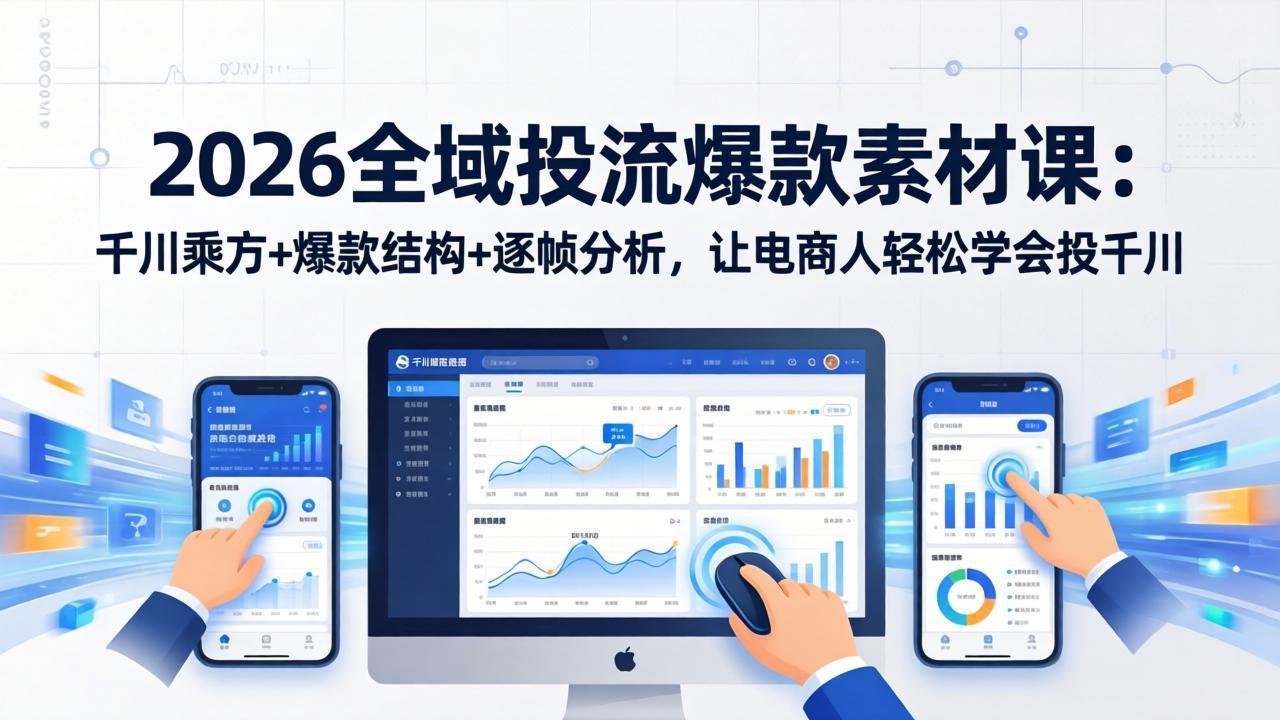 （17705期）2026全域投流爆款素材课：千川乘方+爆款结构+逐帧分析，让电商人轻松学会投千川汇创网-网创项目_汇创网_中创网_福缘网_冒泡网_网创项目平台汇创网
