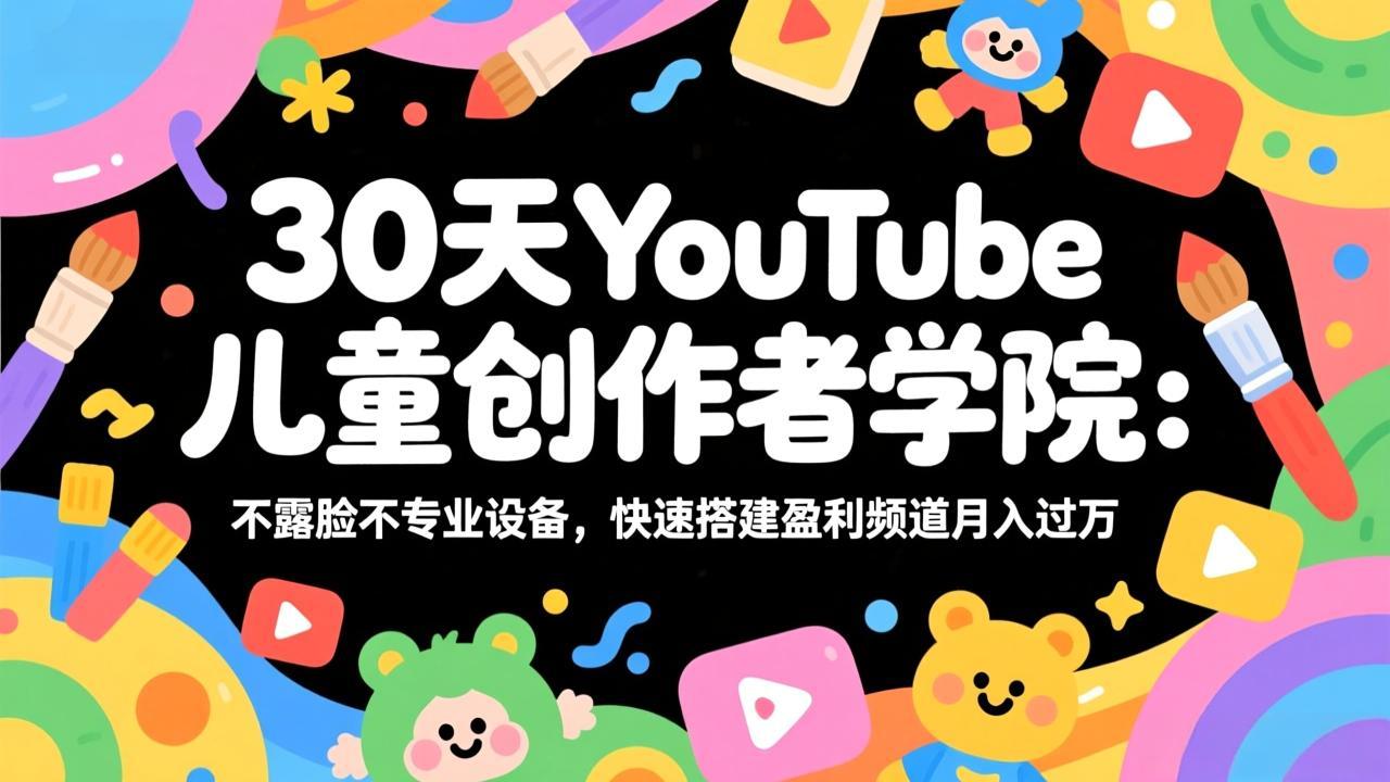 （17554期）30天YouTube儿童创作者学院：不露脸不专业设备，快速搭建盈利频道月入过万汇创网-网创项目_汇创网_中创网_福缘网_冒泡网_网创项目平台汇创网
