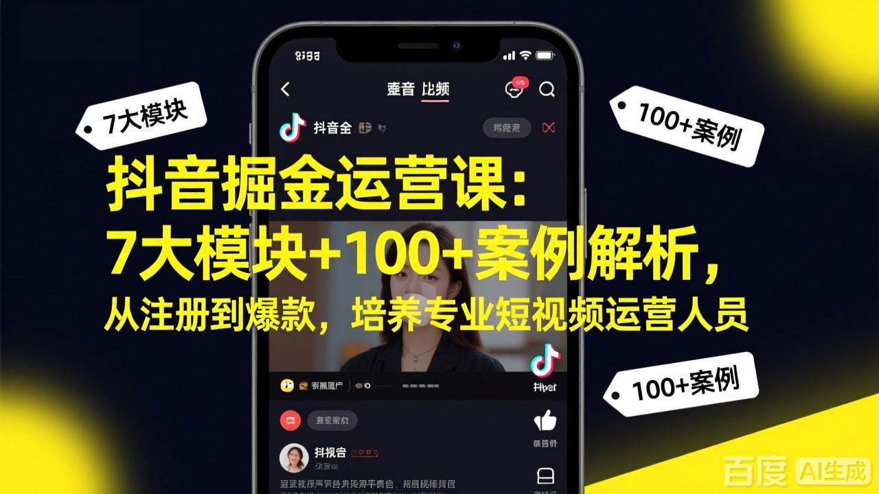 （17573期）抖音掘金运营课：7大模块+100+案例解析，从注册到爆款，培养专业短视频运营人员汇创网-网创项目_汇创网_中创网_福缘网_冒泡网_网创项目平台汇创网