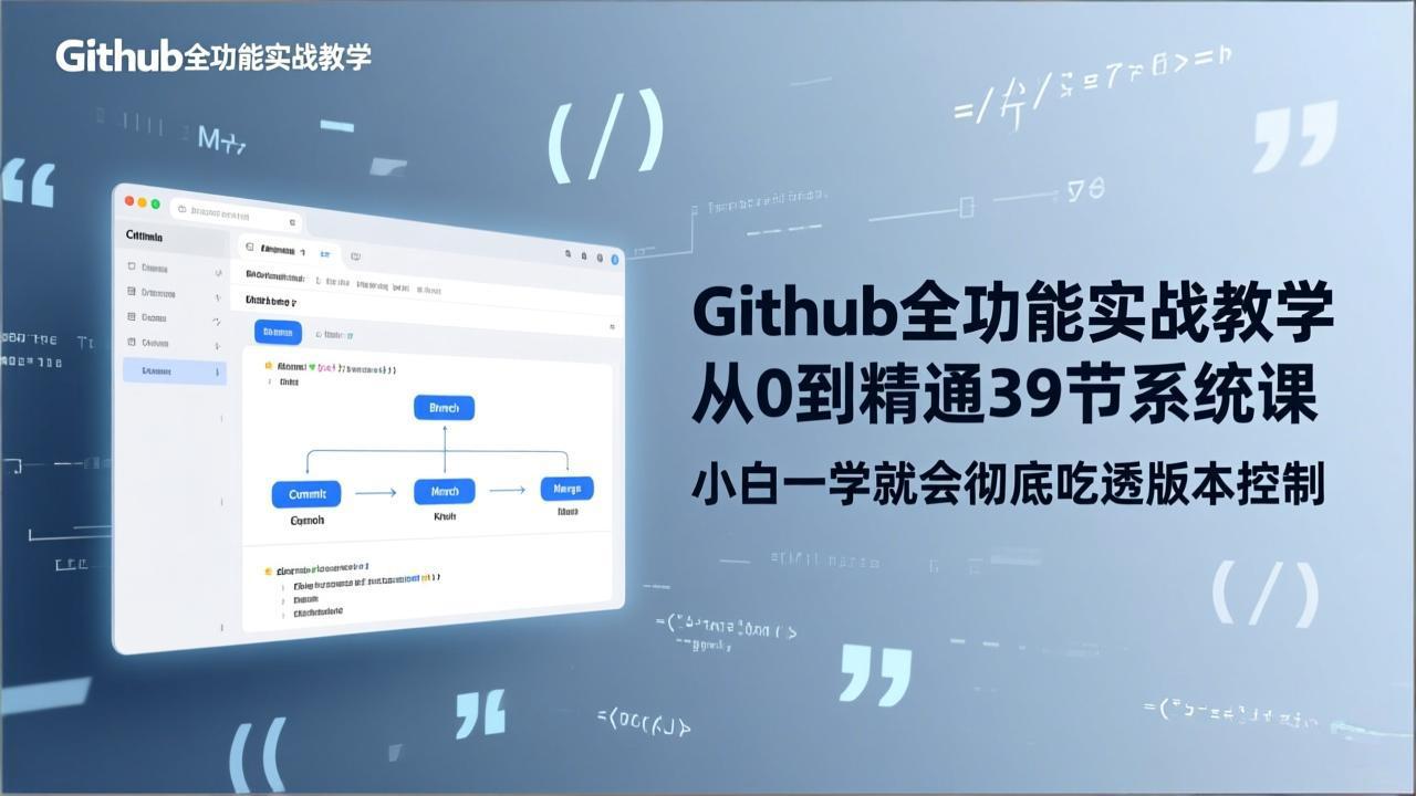（17501期）GitHub-全功能实战教学，从0到精通39节系统课，小白一学就会彻底吃透版本控制汇创网-网创项目_汇创网_中创网_福缘网_冒泡网_网创项目平台汇创网