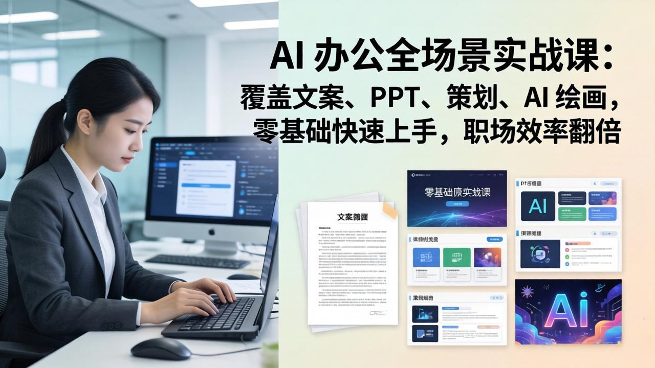 （17732期） AI 办公全场景实战课：覆盖文案、PPT、策划、AI 绘画，零基础快速上手，职场效率翻倍汇创网-网创项目_汇创网_中创网_福缘网_冒泡网_网创项目平台汇创网
