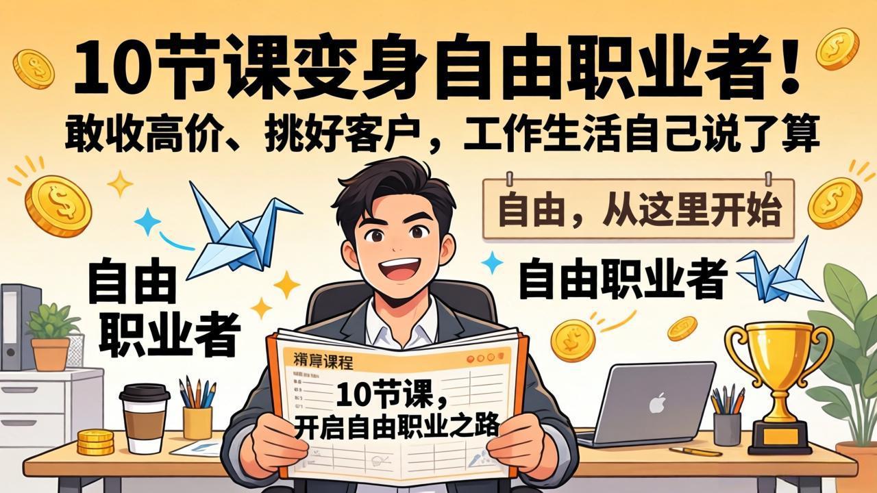 （17663期）10 节课变身自由职业者！敢收高价、挑好客户，工作生活自己说了算汇创网-网创项目_汇创网_中创网_福缘网_冒泡网_网创项目平台汇创网
