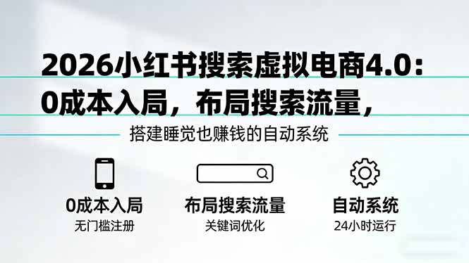 （17659期）2026小红书搜索虚拟电商4.0：0成本入局，布局搜索流量，搭建睡觉也赚钱的自动系统汇创网-网创项目_汇创网_中创网_福缘网_冒泡网_网创项目平台汇创网