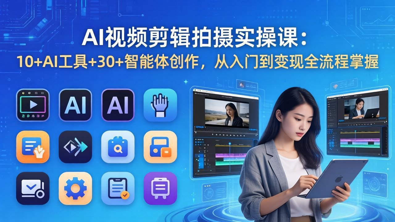 （17818期）AI 视频剪辑拍摄实操课：10+AI工具+30+智能体创作，从入门到变现全流程掌握汇创网-网创项目_汇创网_中创网_福缘网_冒泡网_网创项目平台汇创网