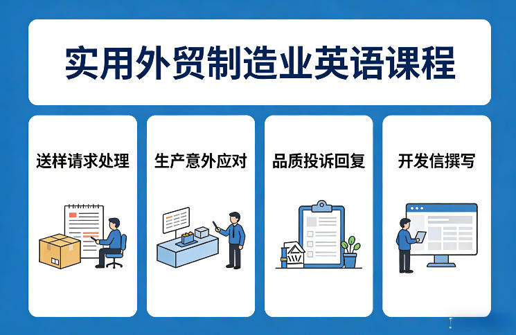 实用外贸制造业英语课程，教你专业处理送样请求、应对生产意外、回复品质投诉、撰写开发信等汇创网-网创项目_汇创网_中创网_福缘网_冒泡网_网创项目平台汇创网