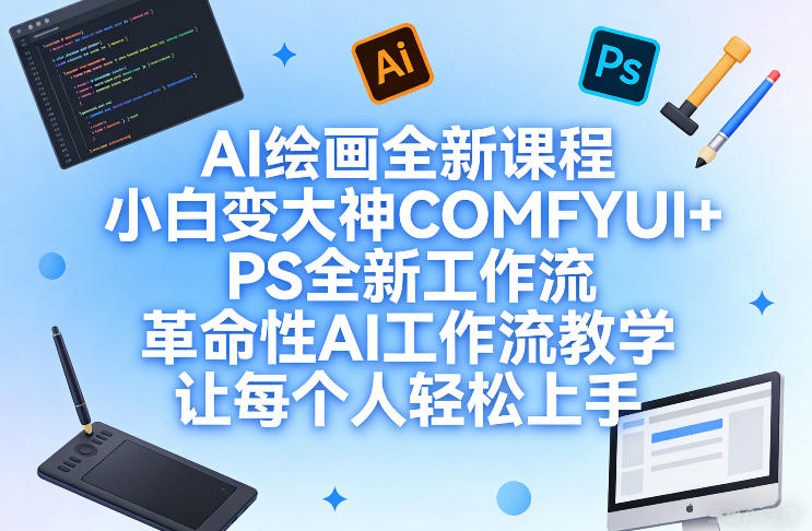 AI绘画全新课程，小白变大神COMFYUI+PS全新工作流，革命性AI工作流教学，让每个人轻松上手汇创网-网创项目_汇创网_中创网_福缘网_冒泡网_网创项目平台汇创网