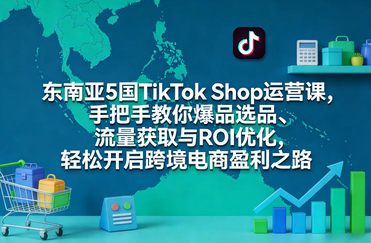 东南亚5国TikTok Shop运营课，手把手教你爆品选品、流量获取与ROI优化，轻松开启跨境电商盈利之路汇创网-网创项目_汇创网_中创网_福缘网_冒泡网_网创项目平台汇创网