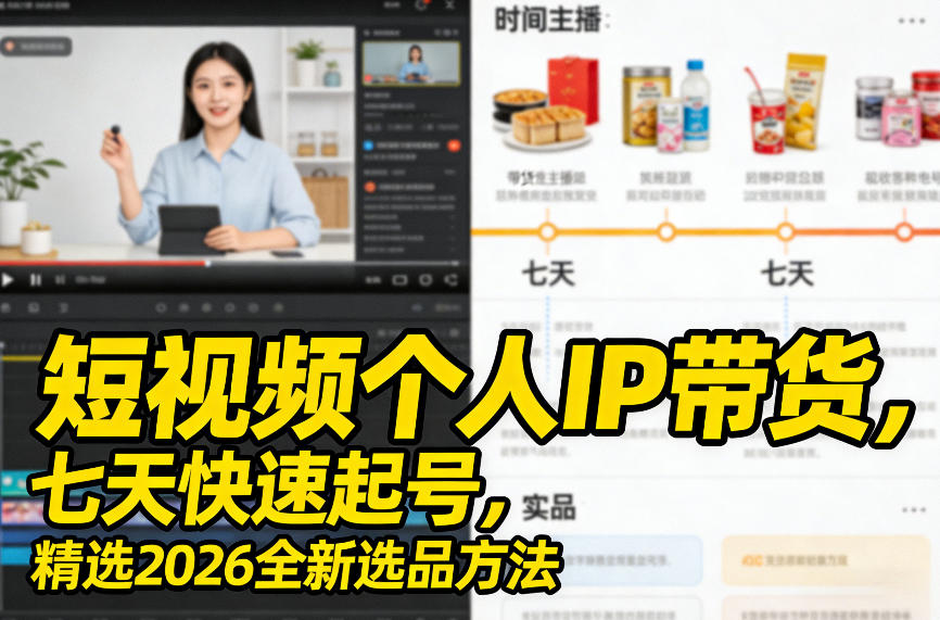 短视频个人IP带货，七天快速起号，精选2026全新选品方法汇创网-网创项目_汇创网_中创网_福缘网_冒泡网_网创项目平台汇创网