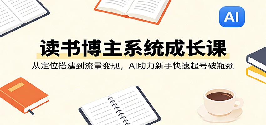读书博主系统成长课：从定位搭建到流量变现，AI助力新手快速起号破瓶颈汇创网-网创项目_汇创网_中创网_福缘网_冒泡网_网创项目平台汇创网