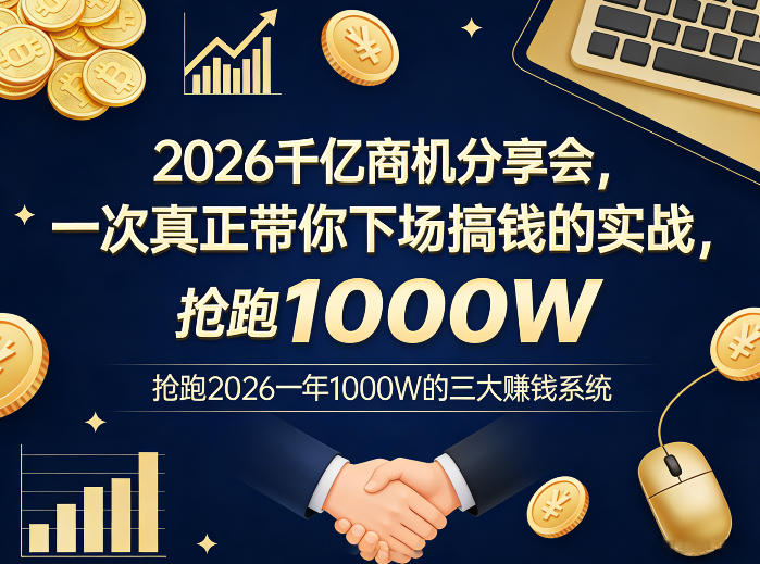 2026千亿商机分享会，一次真正带你下场搞钱的实战，抢跑2026一年1000W的三大賺钱系统汇创网-网创项目_汇创网_中创网_福缘网_冒泡网_网创项目平台汇创网
