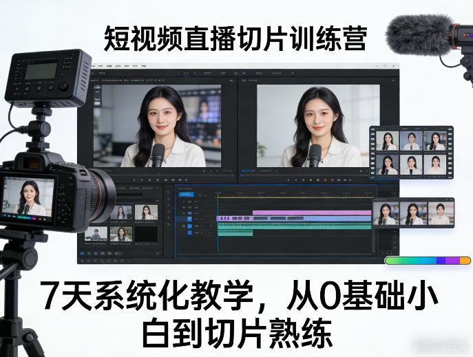 短视频直播切片训练营，7天系统化教学，从0基础小白到切片熟练汇创网-网创项目_汇创网_中创网_福缘网_冒泡网_网创项目平台汇创网