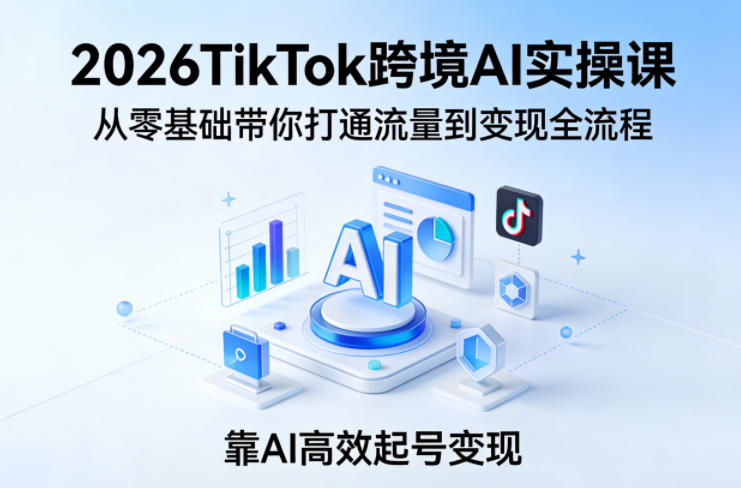 2026TikTok跨境AI实操课，从零基础带你打通流量到变现全流程，靠AI高效起号变现汇创网-网创项目_汇创网_中创网_福缘网_冒泡网_网创项目平台汇创网