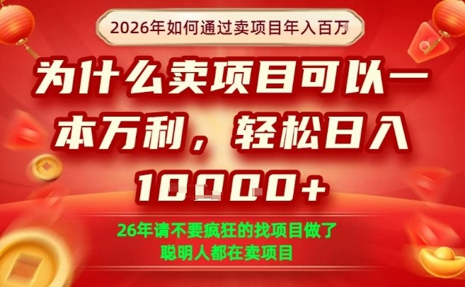 一单净利润1K+，26年想年入100个W，死磕卖项目就够了【揭秘】汇创网-网创项目_汇创网_中创网_福缘网_冒泡网_网创项目平台汇创网